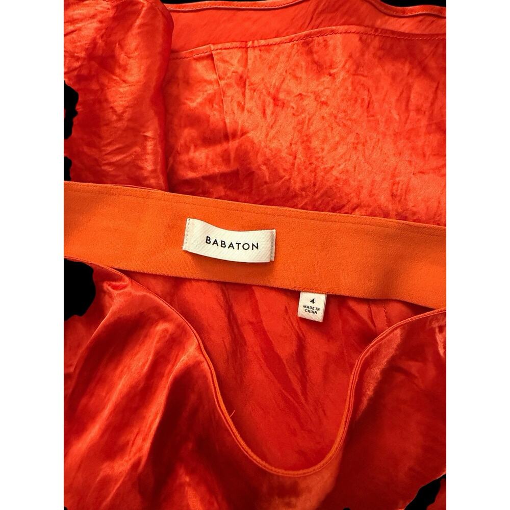 Title: Aritzia Babaton Slip Satin Mini Skirt Orange Coral High Sheen Size 4 - Picture 6 of 7